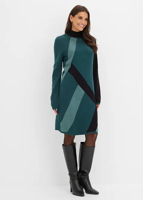 Abito in maglia jacquard con righe moderne, bonprix
