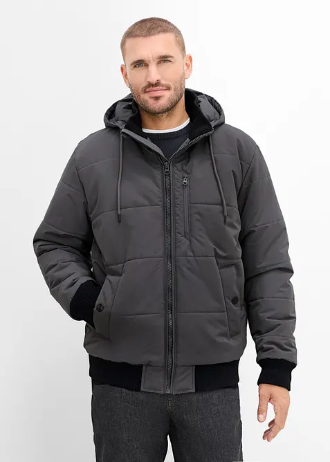 Giacca trapuntata invernale stile bomber con cappuccio, bonprix