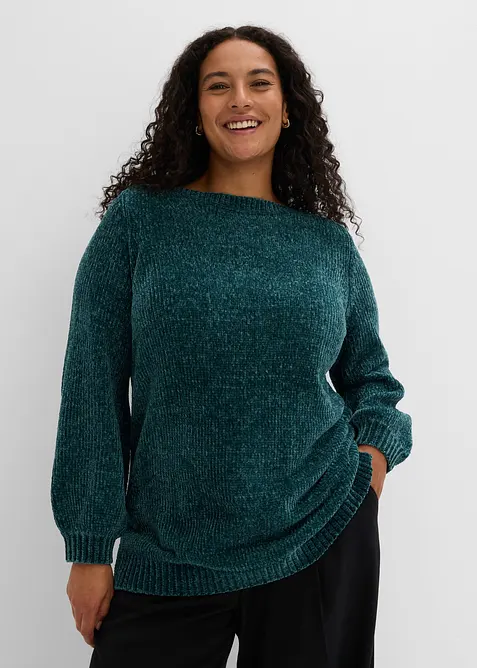 Maglione lungo in ciniglia, bonprix