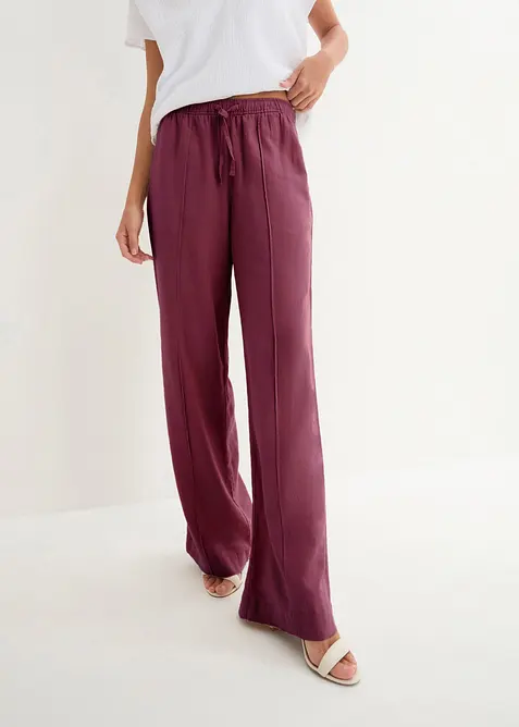 Pantaloni a palazzo in misto lino e viscosa leggero, bonprix