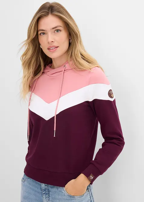 Felpa in misto cotone con cappuccio, bonprix
