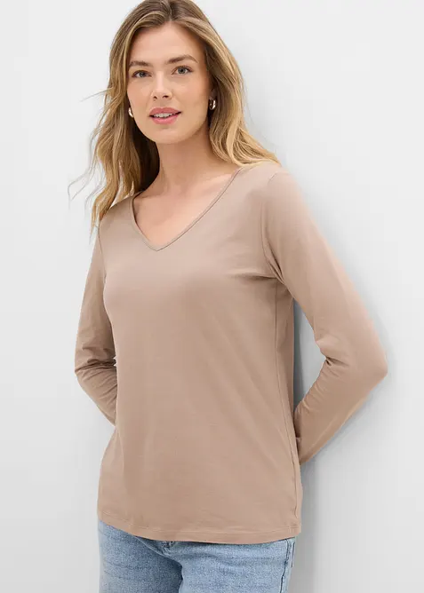 Maglia a maniche lunghe aderente (pacco da 2), bonprix