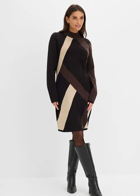 Abito in maglia jacquard con righe moderne, bonprix