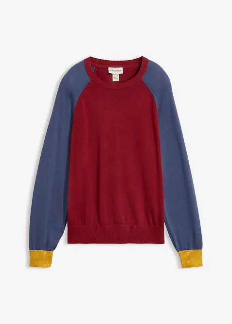 Maglione raglan in filato fine di misto cotone, bonprix