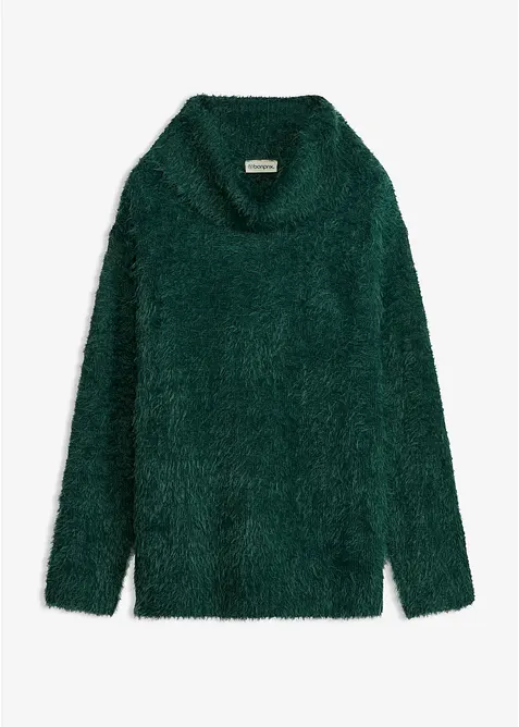 Maglione a collo alto in morbido filato effetto piume, bonprix