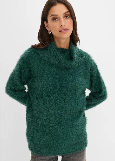Maglione a collo alto in morbido filato effetto piume, bonprix