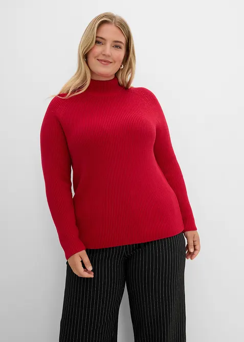 Maglione in maglia a coste di puro cotone biologico, bonprix