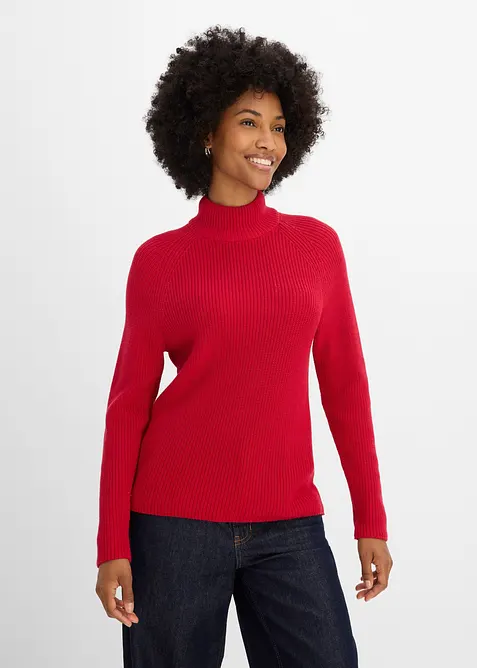 Maglione in maglia a coste di puro cotone biologico, bonprix