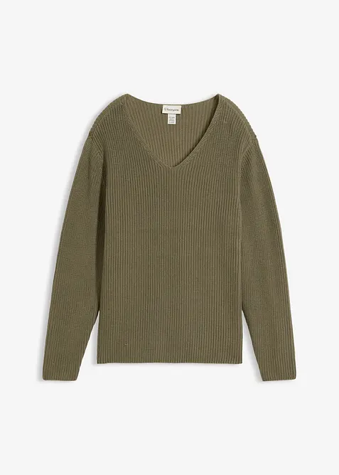 Maglione a coste in puro cotone biologico, bonprix