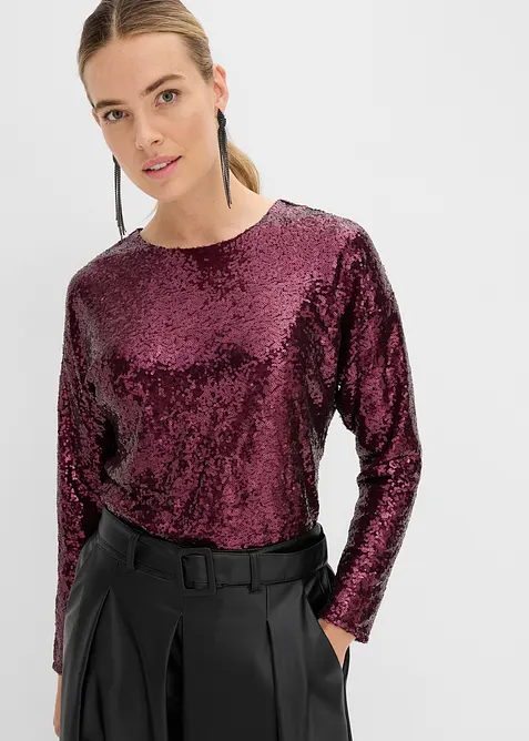 Maglia a maniche lunghe con paillettes, bonprix