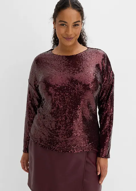 Maglia a maniche lunghe con paillettes, bonprix