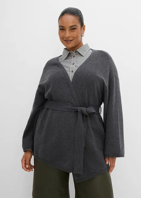Cardigan con cintura da annodare, bonprix
