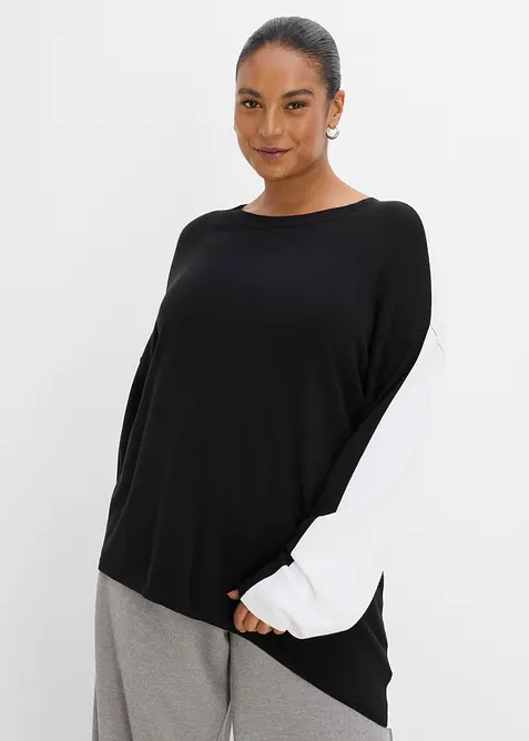 Maglione asimmetrico in morbido misto viscosa, bonprix
