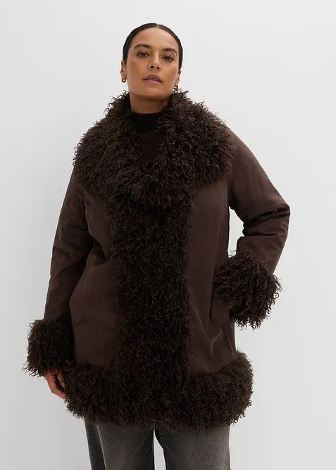 Giaccone in similpelle con pelliccia sintetica, bonprix