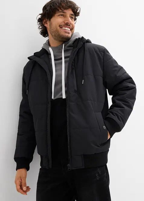 Giacca trapuntata invernale stile bomber con cappuccio, bonprix
