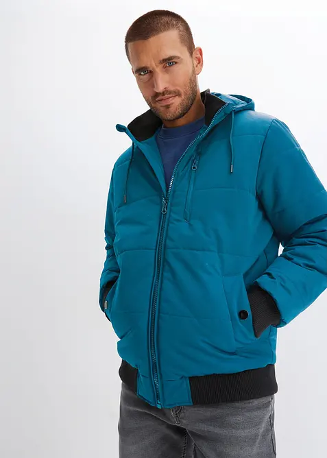 Giacca trapuntata invernale stile bomber con cappuccio, bonprix