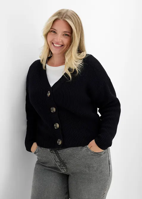 Cardigan in filato grosso di puro cotone, bonprix