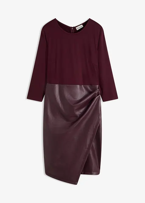 Abito in similpelle con corpino in jersey, bonprix