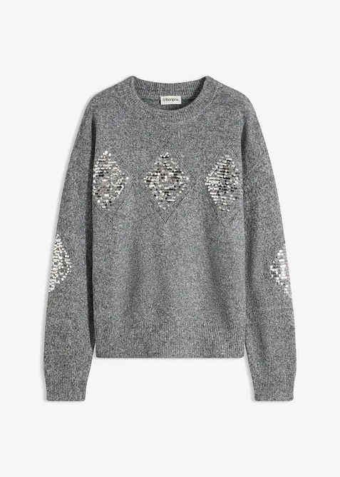 Maglione con applicazione di paillettes, bonprix