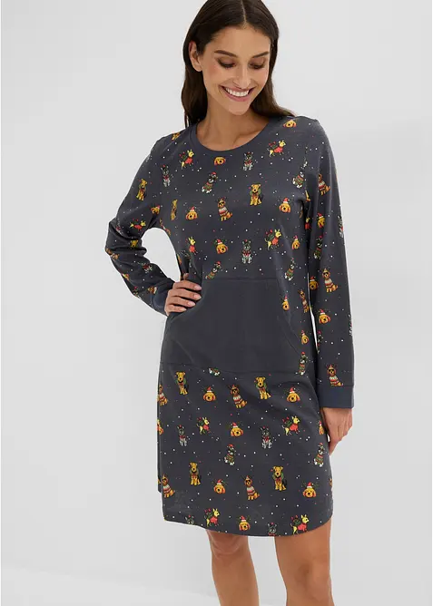 Camicia da notte in puro cotone con sacchetto regalo, bonprix