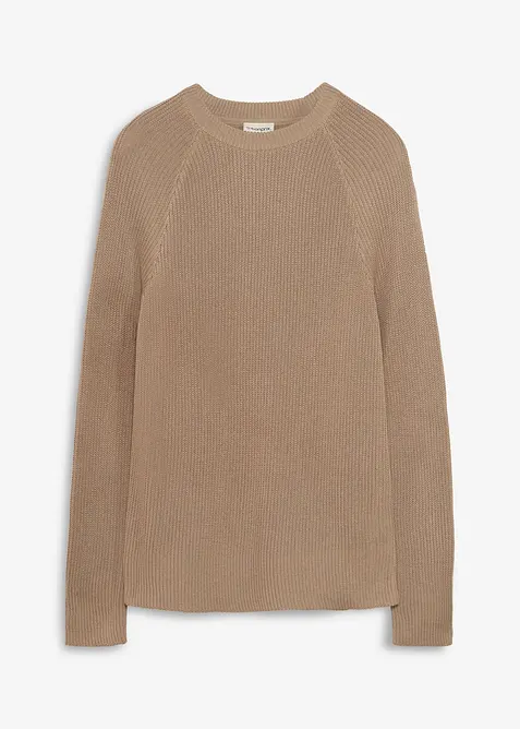 Maglione slim fit a coste in filato fine, bonprix