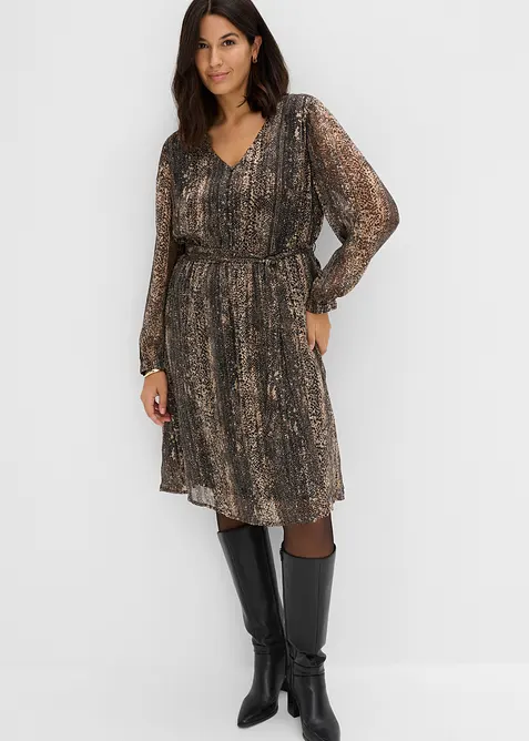 Abito in chiffon con cintura da annodare, bonprix