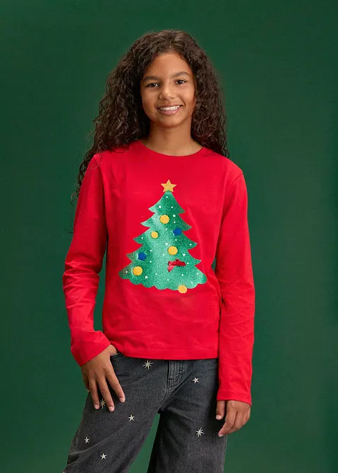 Maglia a maniche lunghe con motivi natalizi (pacco da 2), bonprix