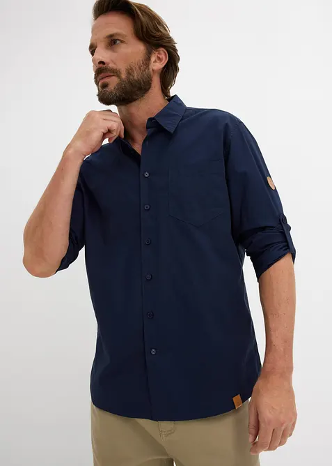 Camicia a maniche lunghe in popeline di cotone biologico, regular fit, bonprix