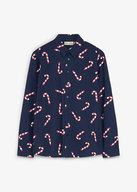 Camicia a maniche lunghe in cotone biologico con motivo natalizio, bonprix