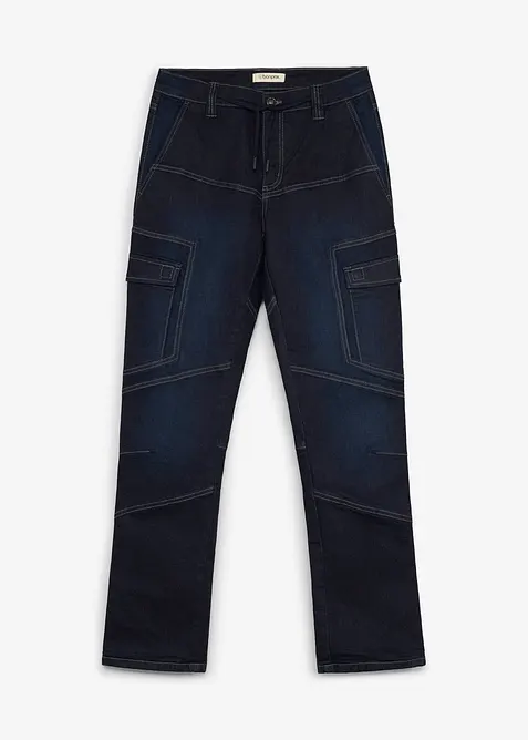 Jeans cargo termici regular fit con vita regolabile, straight, bonprix