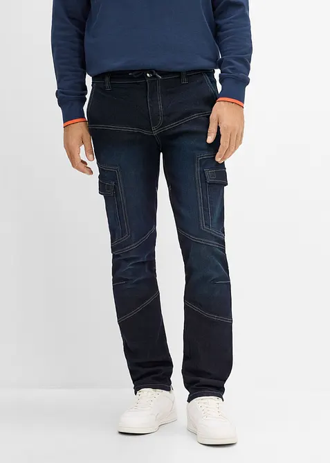 Jeans cargo termici regular fit con vita regolabile, straight, bonprix