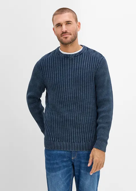 Maglione in  filato grosso effetto usato in puro cotone, bonprix