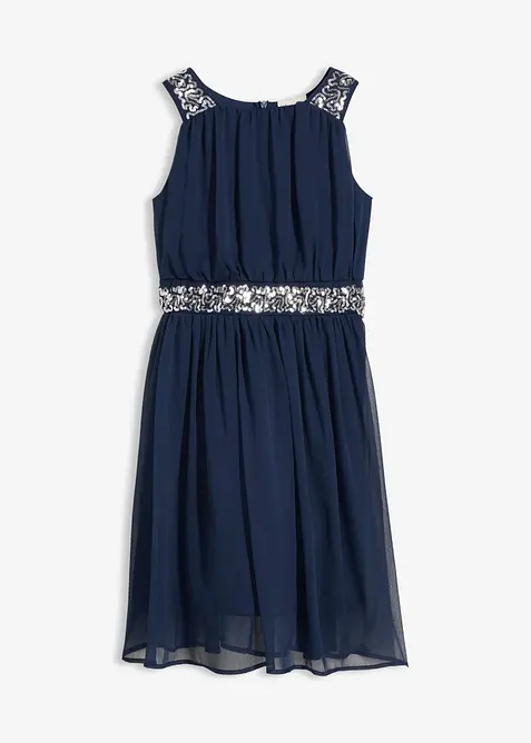 Abito in chiffon con fascia di paillettes, bonprix