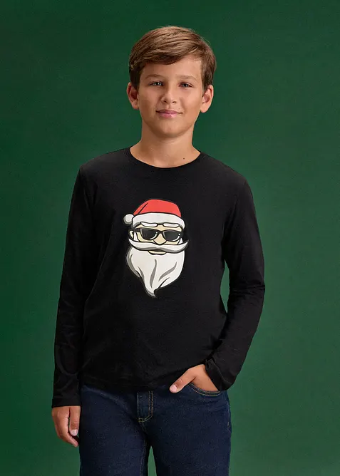 Maglia a maniche lunghe natalizia in cotone biologico, bonprix