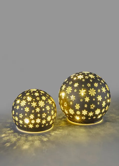 Decorazione LED a forma di globo stellato (set 2 pezzi), bonprix