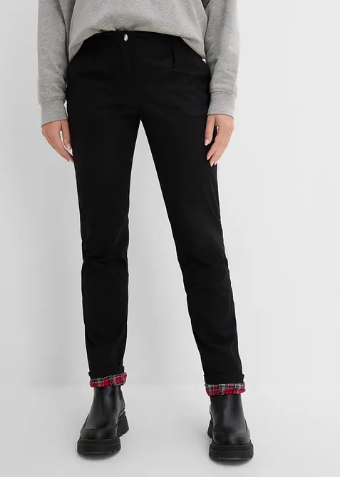 Pantaloni chino foderati in misto cotone elasticizzato, bonprix