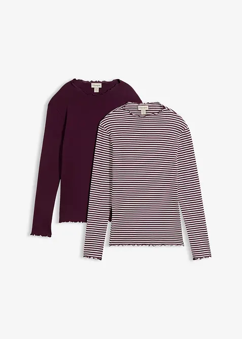 Maglia in puro cotone a costine (pacco da 2), bonprix