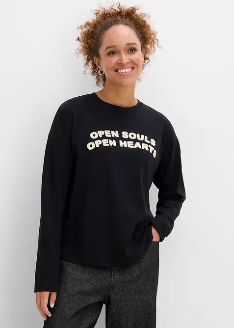 Maglia oversize a maniche lunghe in cotone biologico pesante, bonprix