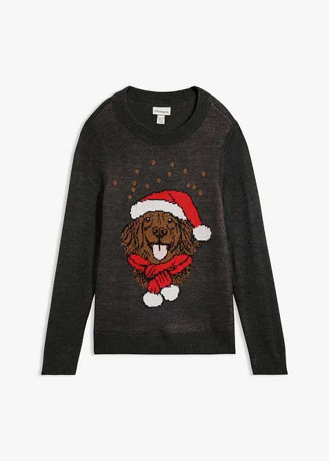 Maglione natalizio con grazioso motivo con cane, bonprix