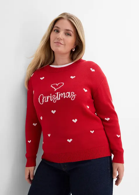Maglione girocollo in misto cotone, bonprix