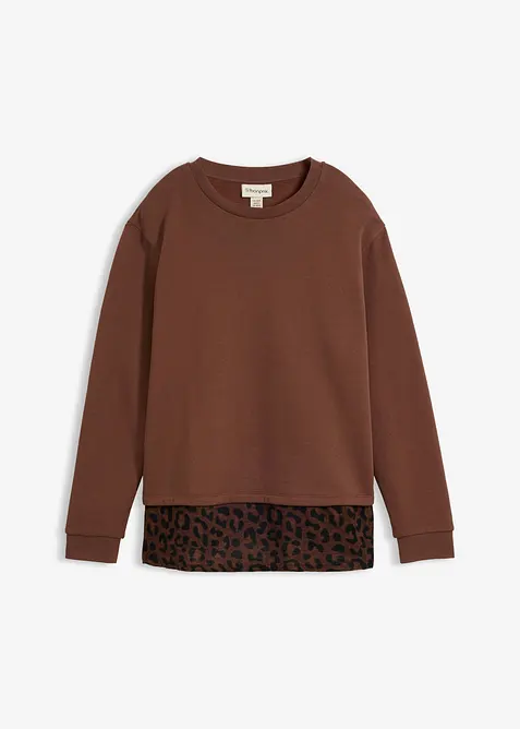 Felpa con inserto leopardato, bonprix