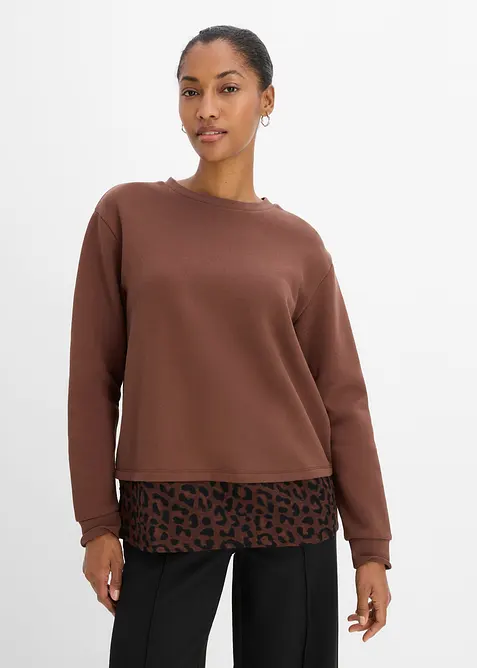 Felpa con inserto leopardato, bonprix