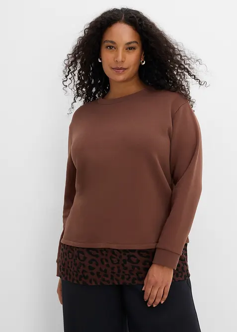 Felpa con inserto leopardato, bonprix