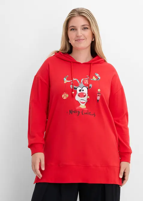 Felpa lunga in misto cotone, bonprix