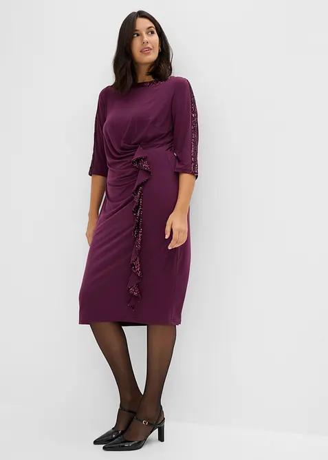 Abito di jersey con paillettes, bonprix