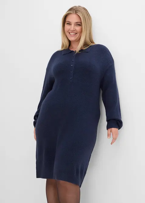 Abito corto in maglia con bottoni, bonprix