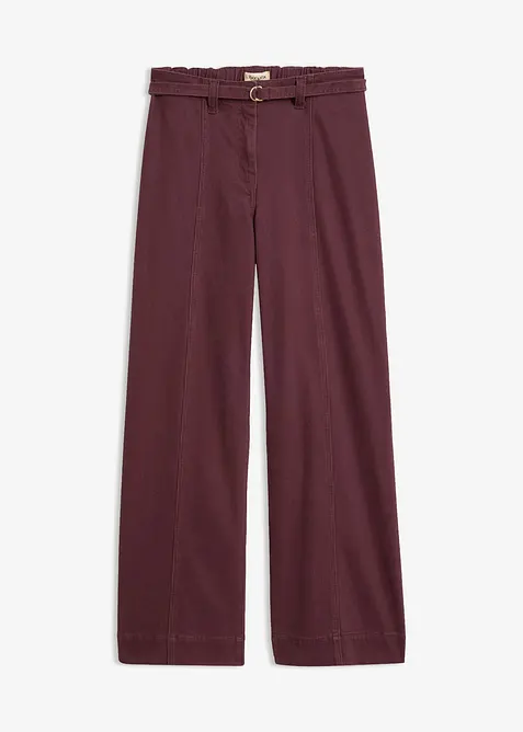 Pantaloni in twill di misto cotone elasticizzato (set 2 pezzi), bonprix
