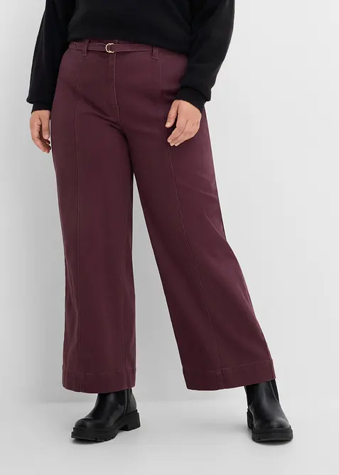 Pantaloni in twill di misto cotone elasticizzato (set 2 pezzi), bonprix