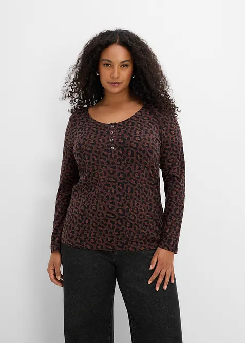 Maglia a maniche lunghe in misto cotone ed elastan (pacco da 3), bonprix