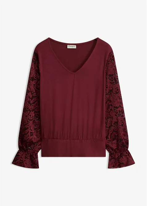 Maglia a maniche lunghe con pizzo, bonprix
